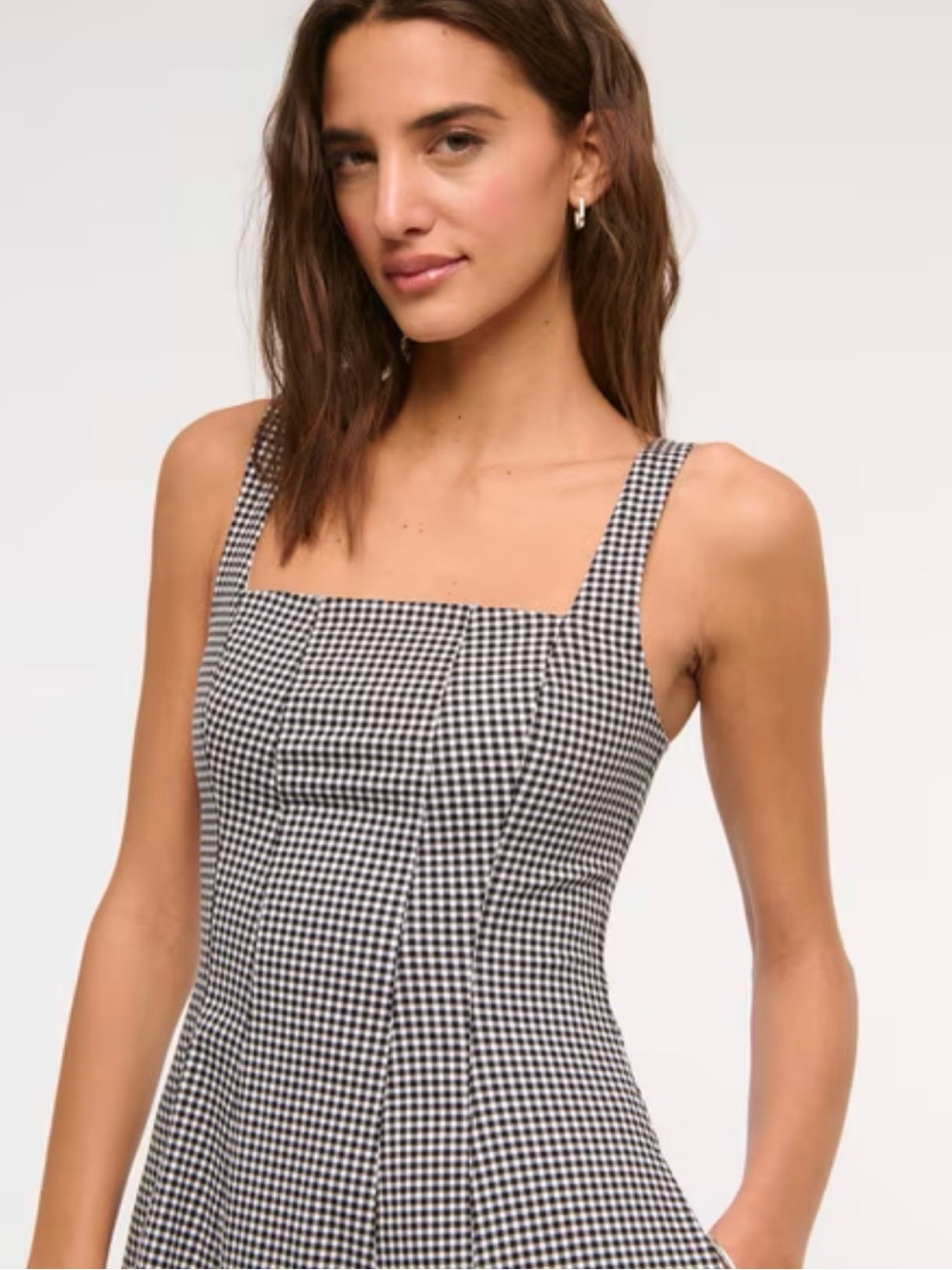 Abercrombie & Fitch Black and White Gingham Midi Dress - Picture 2 of 6